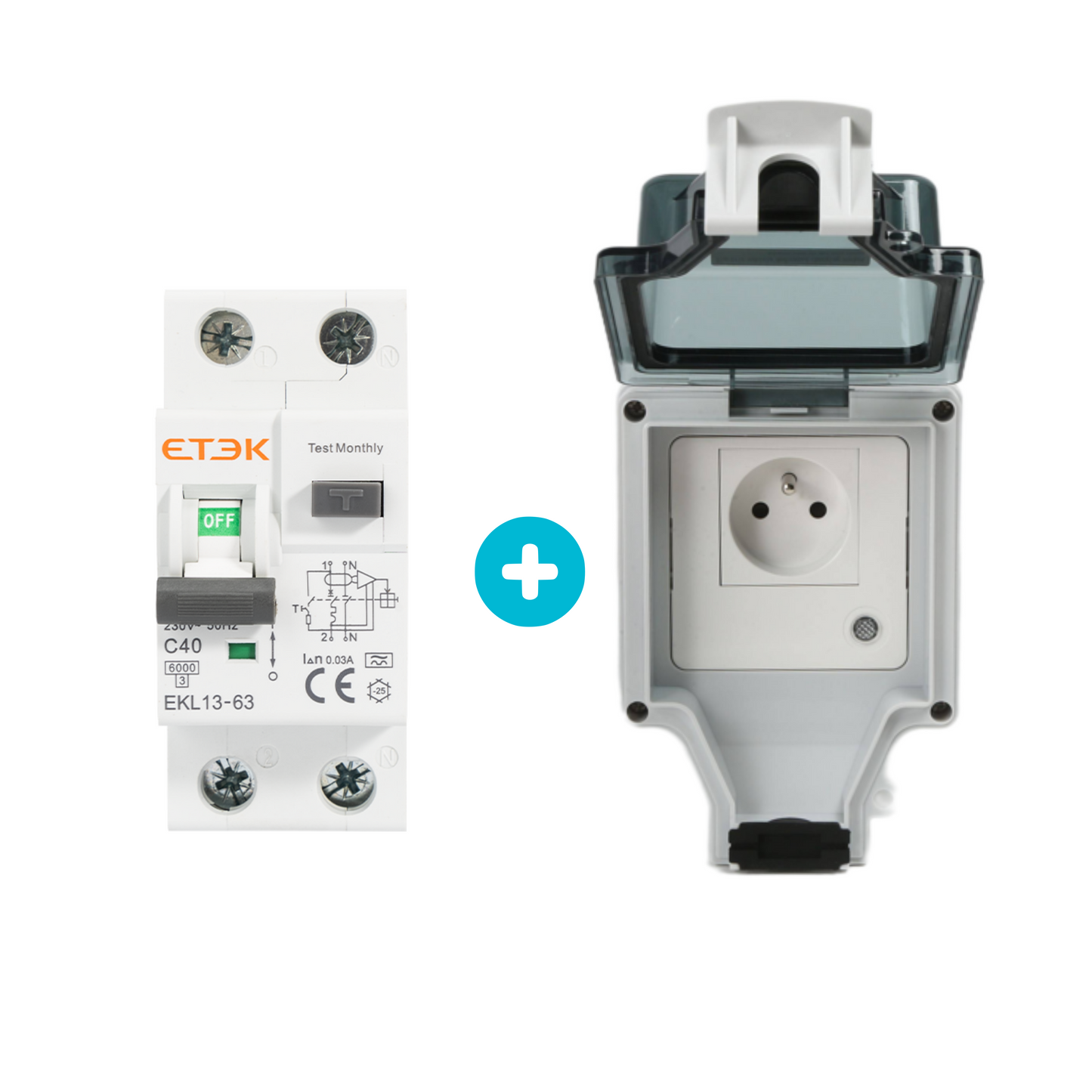 Pack Prise Renforcée + Disjoncteur Type A 20A - 3.7kW