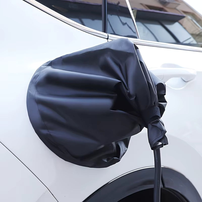 Housse de protection magnétique noire pour port de charge de voiture électrique avec fermeture velcro étanche