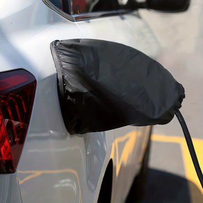 Housse de protection magnétique noire pour port de charge de voiture électrique avec fermeture velcro étanche