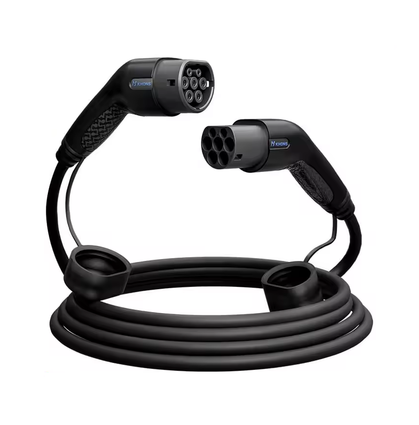 Câble de Recharge voiture elecrique Type 2 à Type 2 mode 3 – 7kW / 11kW / 22kW | 16A & 32A | Noir