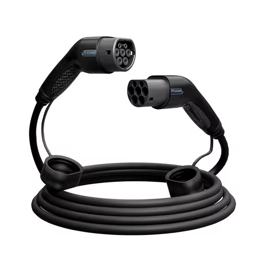 Câble de Recharge voiture elecrique Type 2 à Type 2 mode 3 – 7kW / 11kW / 22kW | 16A & 32A | Noir