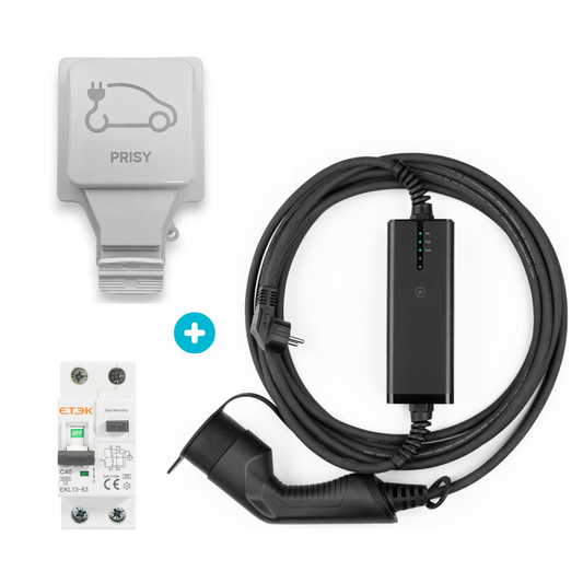 Pack Station de Charge 3.7kW Prêt à Poser : Chargeur BN20 + Prise Prisy + Disjoncteur Type A